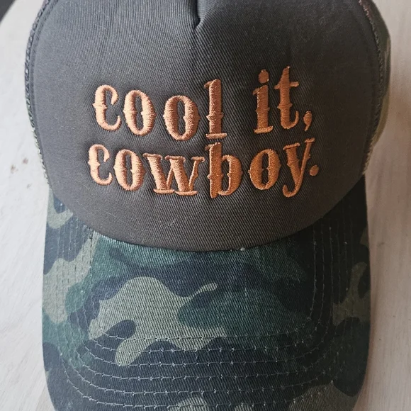 Cool Camo Trucker Hat with Orange Embroidery - Picture 6 of 6